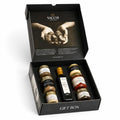 Confezione regalo Luxury al tartufo aperta, contenente sette prodotti italiani al tartufo