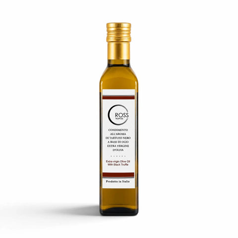 Bottiglia da 250 ml di olio di oliva al tartufo nero con 2% di aroma di Tuber melanosporum