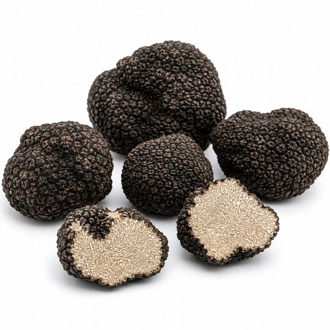 Tartufi freschi interi e tagliati Tuber aestivum A Grade con interno nocciola chiaro e venature delicate