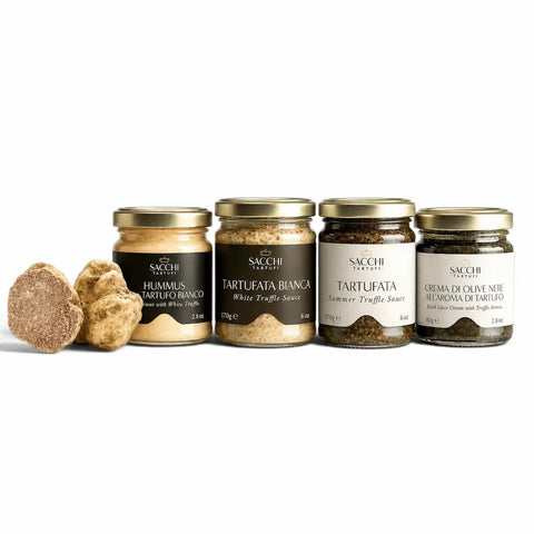 Set regalo Gourmet Trio con Tartufata, salsa Alfredo al tartufo bianco e olio d’oliva aromatizzato al tartufo bianco