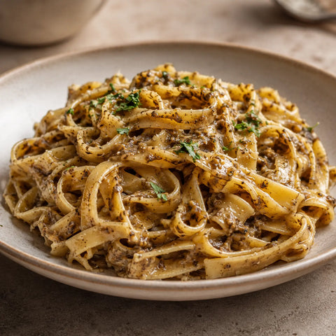 Salsa Tartufata con Tuber aestivum incorporata nella pasta calda e cremosa