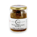 Barattolo bianco di tartufata con coperchio dorato che mostra il prodotto salsa tartufata al tartufo bianco