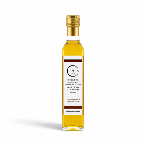 Bottiglia da 250 ml di olio di oliva al tartufo bianco con 2% di aroma di Tuber magnatum