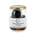 Vasetto di vetro di tartufi neri in salamoia con coperchio dorato per il prodotto Tuber aestivum